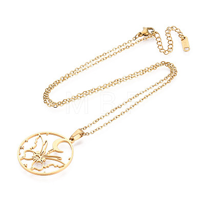 304 Stainless Steel Pendant Necklaces NJEW-T018-51G-1