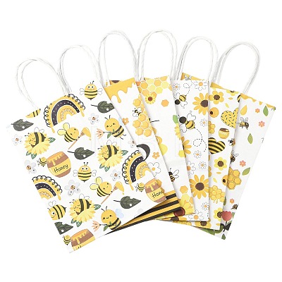 12Pcs 6 Colors Bees Theme Rectangle Paper Bags CARB-FS0001-08-1