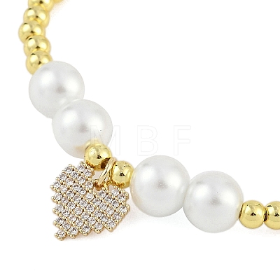 Rack Plating Brass Stretchable Bracelets with Cubic Zirconia for Women BJEW-D047-02G-01-1