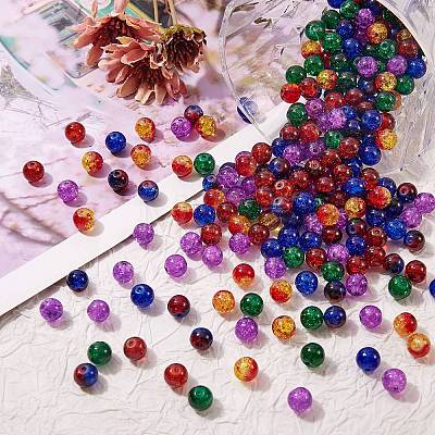 300Pcs 6 Colors Spray Painted Crackle Glass Beads CCG-SZ0001-11E-1