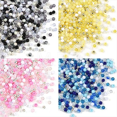 350Pcs 7 Colors Transparent  & Opaque Acrylic Beads MACR-YW0004-79-1