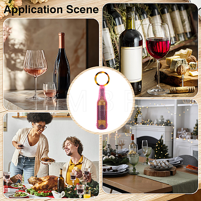 Sparkly Rhinestone Wine Bottle Bag AJEW-WH0609-899A-1