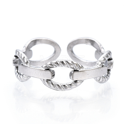 304 Stainless Steel Oval Open Cuff Ring RJEW-N040-39-1