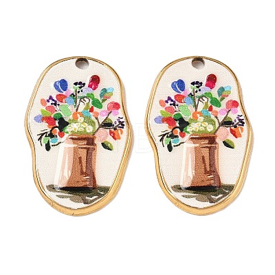 304 Stainless Steel Enamel Pendants SA-CBACDB6-01C-G-1