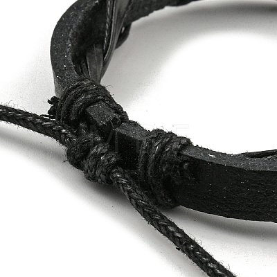 Adjustable PU Leather & Waxed Braided Cord Bracelets BJEW-F468-15-1