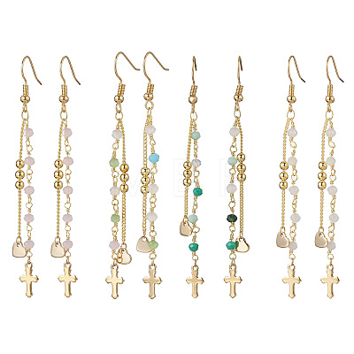 Cross 304 Stainless Steel Dangle Earrings EJEW-JE06779-1