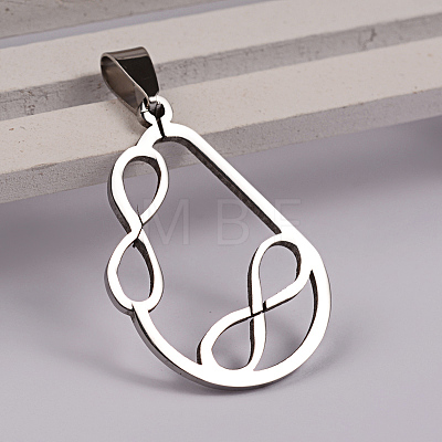 Non-Tarnish Drop with Infinity 201 Stainless Steel Pendants X-STAS-D130-12-1