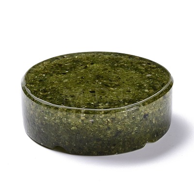 Resin with Natural Peridot Chip Stones Ashtray DJEW-F015-05C-1