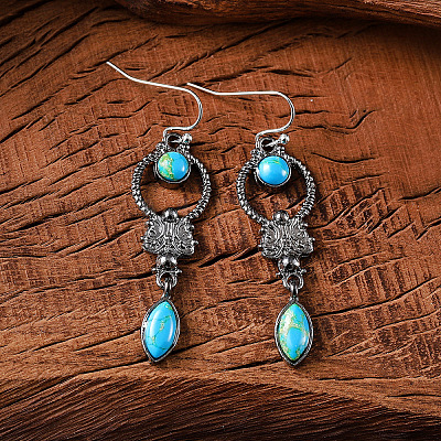 Alloy Synthetic Turquoise Dangle Earrings FS-WGD578F-01-1