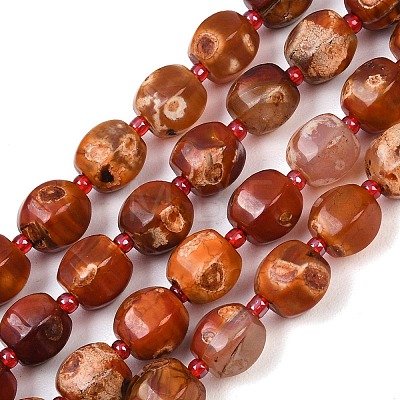 Natural Fire Crackle Agate Beads Strands G-K393-C01-10mm-1