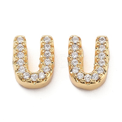 Rack Plating Brass Micro Pave Clear Cubic Zirconia Beads KK-G500-30G-U-1
