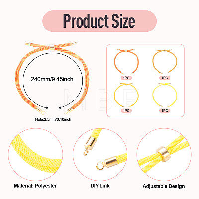 4Pcs 4 Colors Polyester Cord Bracelet Making MAK-TA0001-44-1