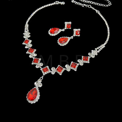 Alloy Rhinestone Pendant Necklaces & Earrings Sets for Women WGE8301-01-1