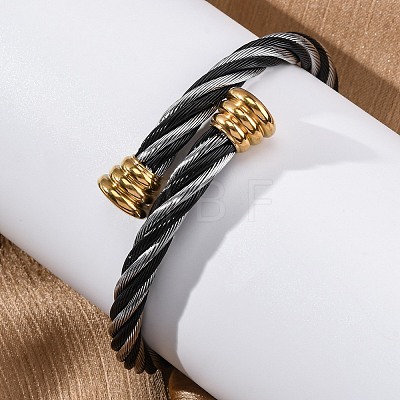 304 Stainless Steel Torque Bangles for Women BJEW-P310-18MC-1