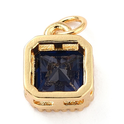 Real 18K Gold Plated Brass Inlaid Cubic Zirconia Charms ZIRC-L100-073G-1