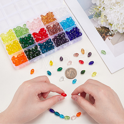 300Pcs 15 Colors Transparent Glass Beads EGLA-SP0001-40-1