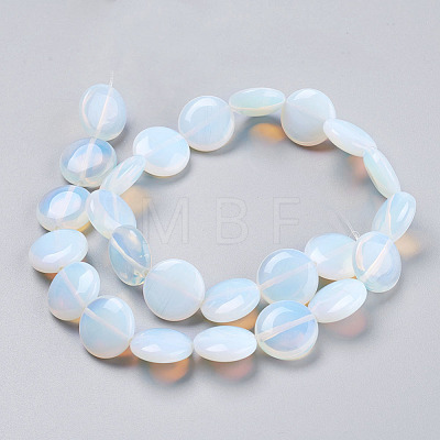 Flat Round Opalite Beads Strands G-S110-25-1
