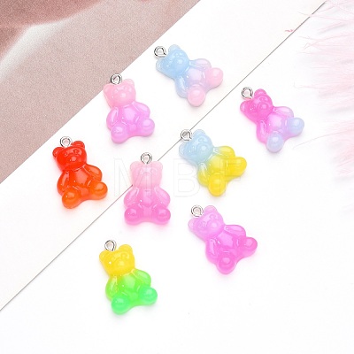 Gradient Color Opaque Resin Pendants X-RESI-R433-01-1