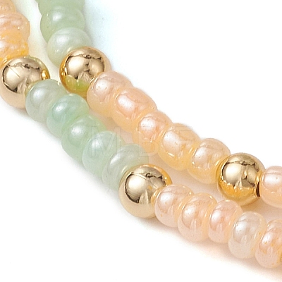 Two Tone Glass Seed Beads & Brass Beaded Stretch Bracelets BJEW-JB10724-1