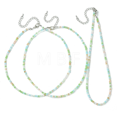 Faceted Rondelle Glass Beaded Necklace for Women NJEW-M208-01C-1