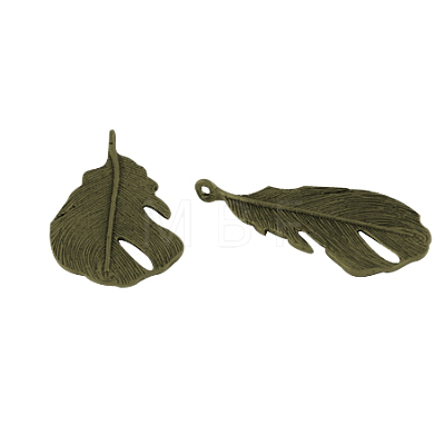 Tibetan Style Alloy Feather Large Pendants TIBEP-K1720-AB-NR-1