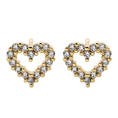 Heart Sparkling Cubic Zirconia Stud Earrings for Girl Women EJEW-H126-18G-1