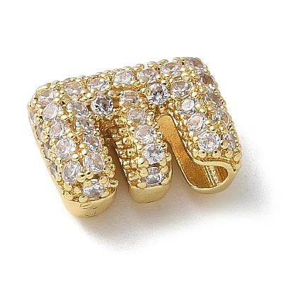 Brass Micro Pave Cubic Zirconia Beads KK-P290-61G-E-1