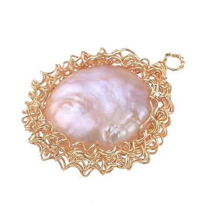 Natural Baroque Pearl Keshi Pearl Pendants X-PALLOY-JF00421-02-1