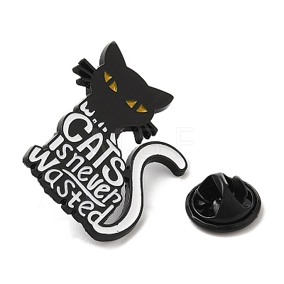 Cat with Word Enamel Pins JEWB-G023-03A-1