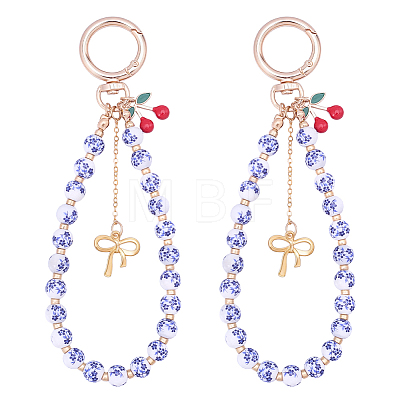 2Pcs Zinc Alloy Ceramic Beads Mobile Straps AJEW-ME0002-83B-1