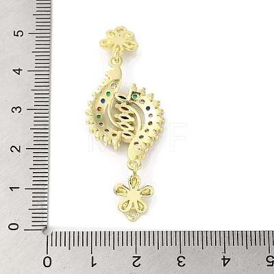 Rack Plating Brass Pave Colorful Cubic Zirconia Flower Connector Charms KK-C052-37D-G-1