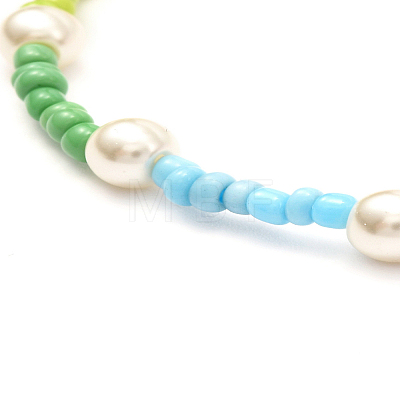 Glass Seed & Glass Pearl Beaded Necklace for Girl Women X1-NJEW-TA00007-1