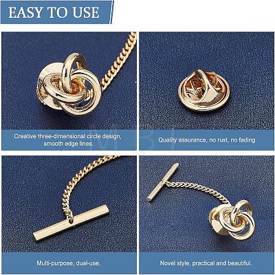 2Pcs Brass Knot Shape Tie Tack Clutch FIND-FG0001-68G-1