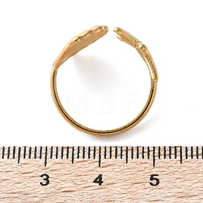 304 Stainless Steel Starfish & Shell Open Cuff Rings for Women LS-RJEW-C095-09G-1