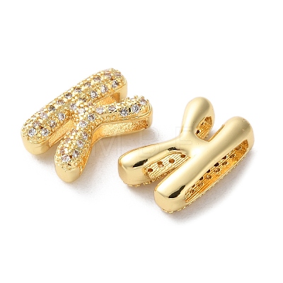 Rack Plating Brass Micro Pave Cubic Zirconia Slide Charms KK-C084-34G-K-1