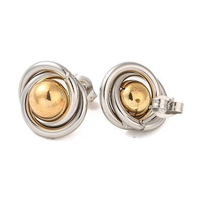 Ring & Round 304 Stainless Steel Stud Earrings for Women EJEW-U003-19-1