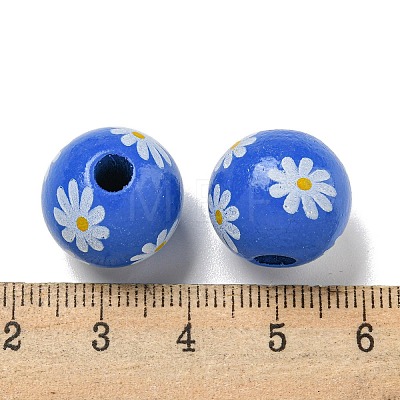 Printed Wood European Beads WOOD-G022-19F-1