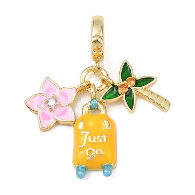 Rack Plating Brass Cubic Zirconia Summer European Dangle Charms KK-P287-01B-G-1