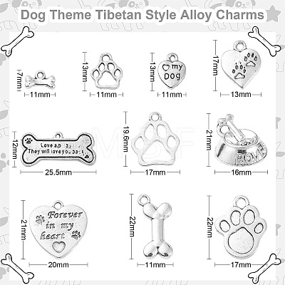 Dog Theme Tibetan Style Alloy Charms TIBEP-CJ0001-01-1