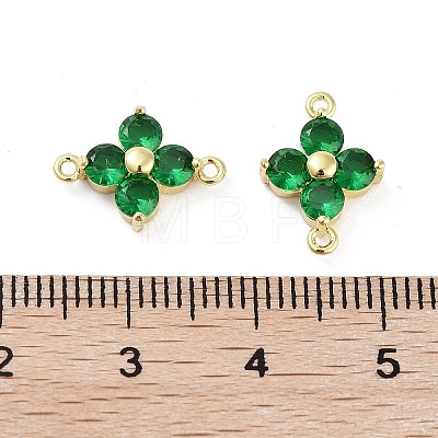 Rack Plating Brass Pave Cubic Zirconia Connector Charms KK-H474-20G-01-1