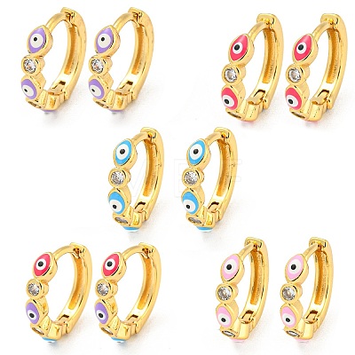 Evil Eye Real 18K Gold Plated Brass Hoop Earrings EJEW-L269-076G-1