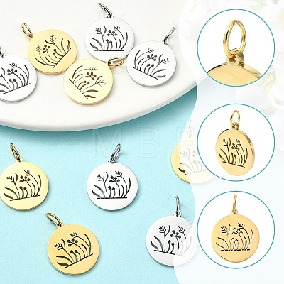 2Pcs 2 Colors Stainless Steel Pendants STAS-YW0011-15-1