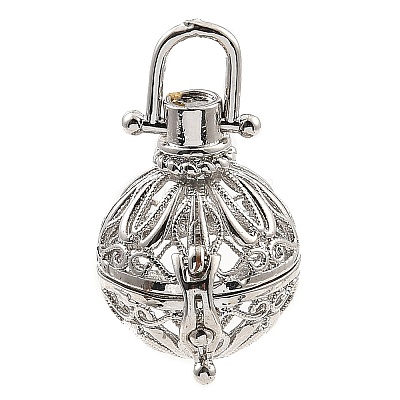 Rack Plating Brass Bead Cage Pendants LS-KK-D025-01A-P-1