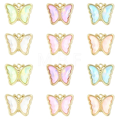12Pcs 6 Colors Alloy Glass Pendants GLAA-YW0005-67-1