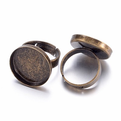 Antique Bronze Adjustable Brass Finger Ring Shanks X-KK-Q025-AB-1