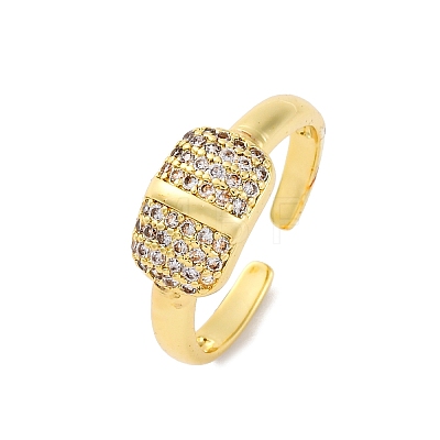 Brass Micro Pave Clear Cubic Zirconia Cuff Rings for Women RJEW-U043-16G-1