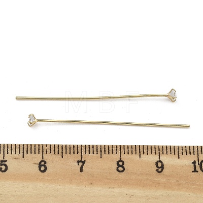Brass Micro Pave Clear Cubic Zirconia Head Pins KK-M306-09G-02-1