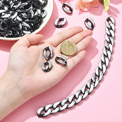 100Pcs Silver Color Plated Acrylic Linking Rings SACR-CJ0001-31-1
