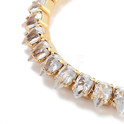 Brass Pave Clear Cubic Zirconia Teardrop Link Bracelets BJEW-B094-08G-1