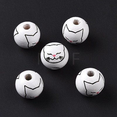 Printed Wood European Beads WOOD-B005-01B-1